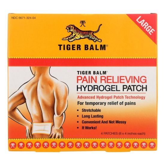 Tiger Balm Large Patches - Advanced Hydrogel Patches- 4 Packs, 8 x 4 in