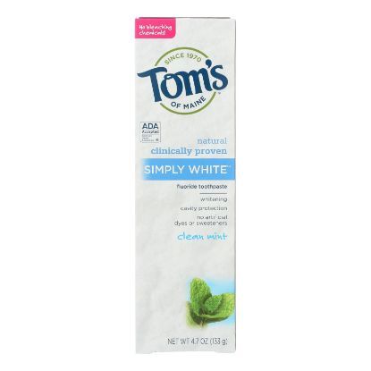 Tom's of Maine Simply White Toothpaste Clean Mint - 4.7 oz - Case of 6