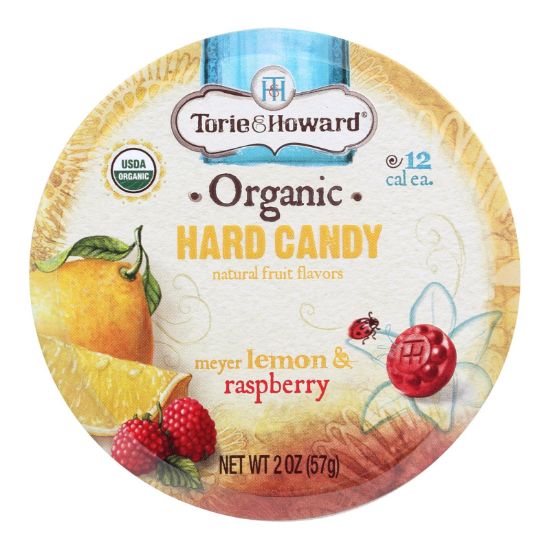 Torie and Howard Organic Hard Candy - Lemon and Raspberry - 2 oz - Case of 8