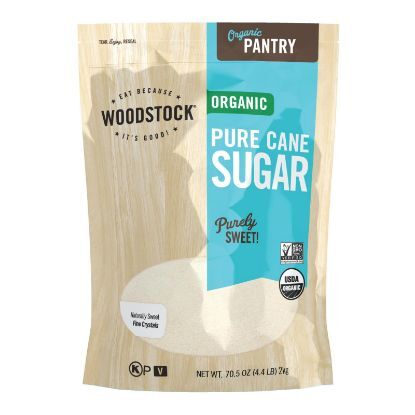 Woodstock Sugar - Organic - Pure Cane - Granulated - 4.4 lb - case of 5
