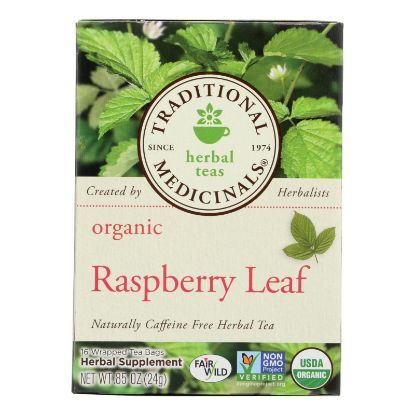 Traditional Medicinals Organic Raspberry Leaf Herbal Tea - 16 Tea Bags - Case of 6