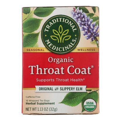 Traditional Medicinals Organic Throat Coat Herbal Tea - 16 Tea Bags - Case of 6