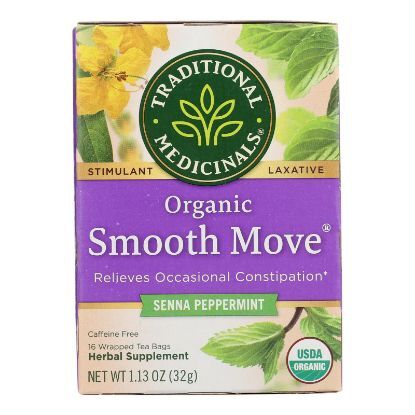 Traditional Medicinals Organic Smooth Move Peppermint Herbal Tea - 16 Tea Bags - Case of 6