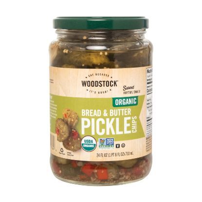 Woodstock Organic Pickles - Sweet Bread & Butter - Sliced - Case of 6 - 24 oz.