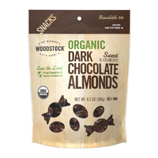 Woodstock Organic Dark Chocolate Almonds - Case of 8 - 6.5 oz.