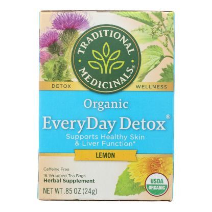 Traditional Medicinals Lemon EveryDay Detox Herbal Tea - 16 Tea Bags - Case of 6