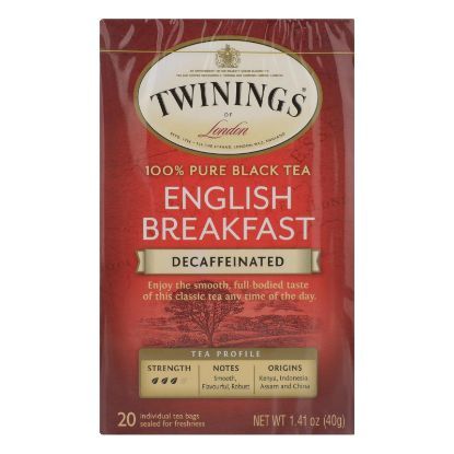 Twining's Tea Breakfast Tea - English Decaffeinated - Case of 6 - 20 Bags