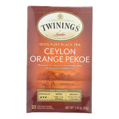 Twining's Tea Black Tea - Ceylon Orange Pekoe - Case of 6 - 20 Bags