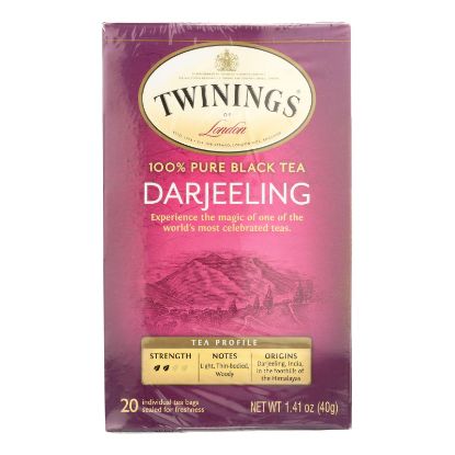 Twining's Tea Black Tea - Darjeeling - Case of 6 - 20 Bags