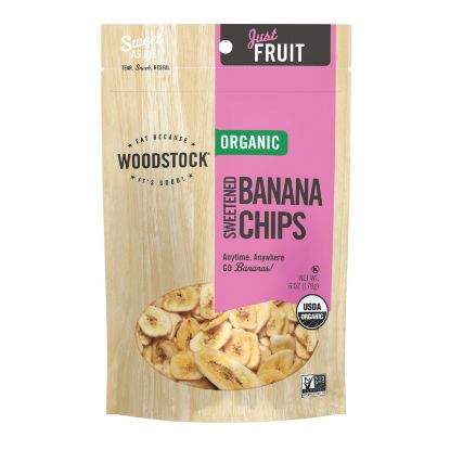 Woodstock Organic Banana Chips - Sweetened - Case of 8 - 6 oz.