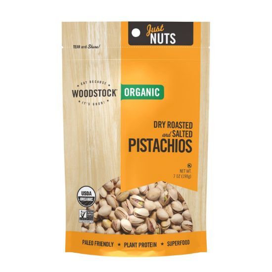 Woodstock - Organic Roasted Salted Pistachios - Case of 8 - 7 oz.