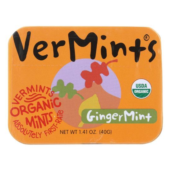 VerMints Breath Mints - All Natural - GingerMint - 1.41 oz - Case of 6