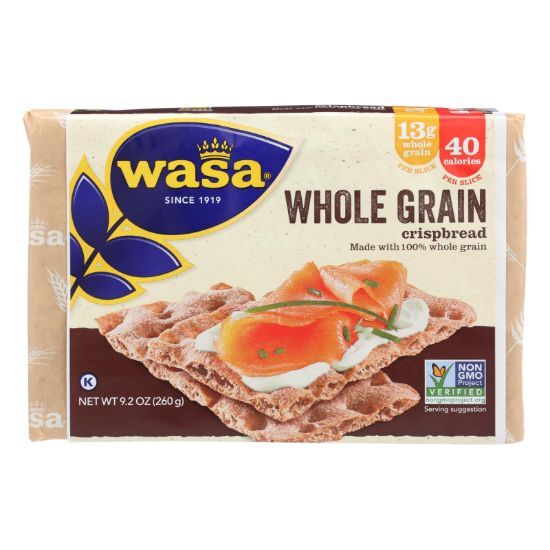 Wasa Crispbread Whole Grain - Flour and Water - Case of 12 - 9.2 oz.