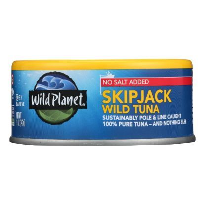 Wild Planet Wild Skipjack Light Tuna - No Salt Added - Case of 12 - 5 oz.