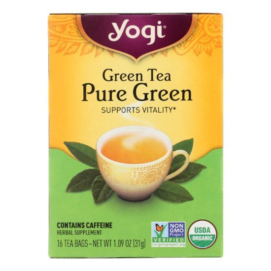 Yogi Organic Pure Green Herbal Tea - 16 Tea Bags - Case of 6