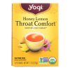 Yogi Throat Comfort Herbal Tea Caffeine Free Honey Lemon - 16 Tea Bags - Case of 6
