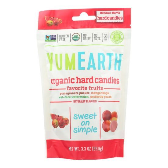 Yummy Earth Organic Candy Drops Freshest Fruit - 3.3 oz - Case of 6