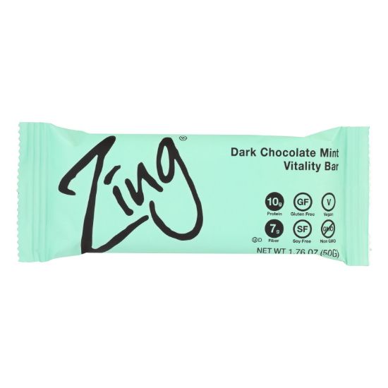 Zing Bars - Nutrition Bar - Dark Chocolate Sunflower Mint - Nut Free - 1.76 oz Bars - Case of 12