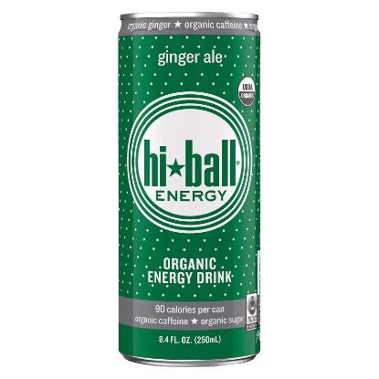 Hi Ball Organic Energy Drink - Ginger Ale - Case of 24 - 8.4 Fl oz.