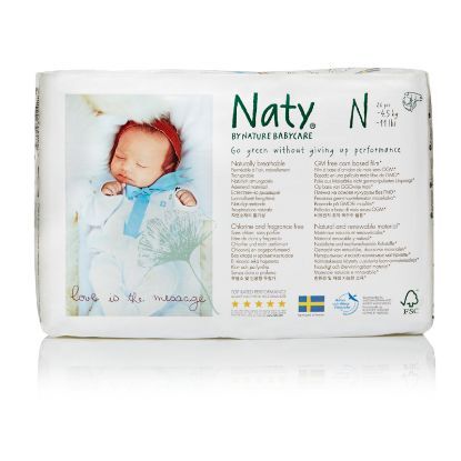 Naty - Baby Diaper Size 0 Newborn - Case of 4 - 26 CT
