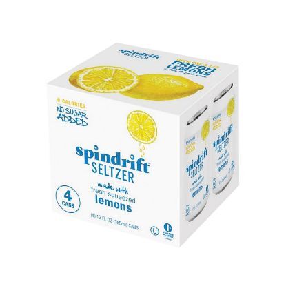Spindrift Sparkling Water - Lemon - 4 pack 12 oz can - Case of 6