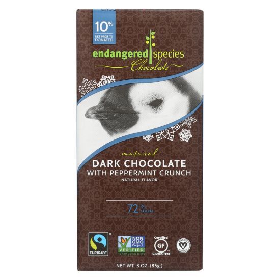 Our Endangered Species Chocolate Dark Chocolate Bar With Peppermint Crunch  - Case of 12 - 3 OZ