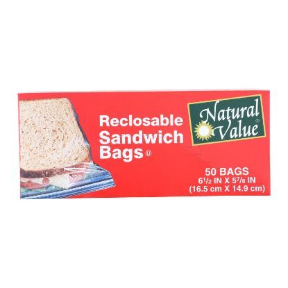 Natural Value Reclosable Sandwich Bags - Case of 12 - 50 Count