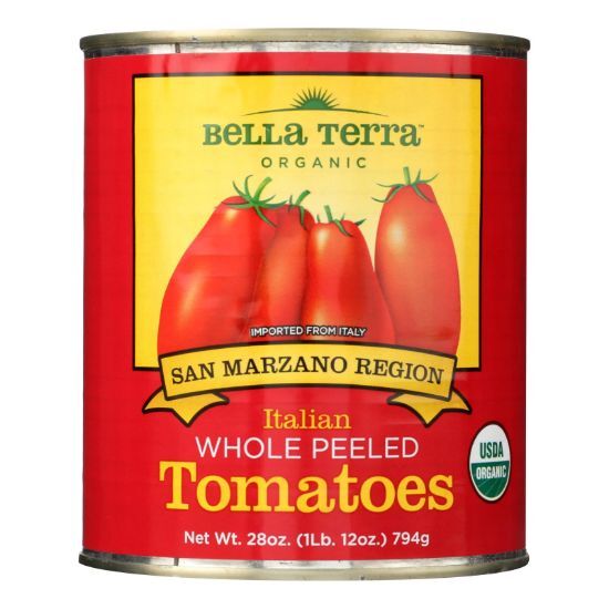 Bella Terra Organic Italian Whole Peeled Tomatoes - San Marzano - Case of 12 - 28 oz.