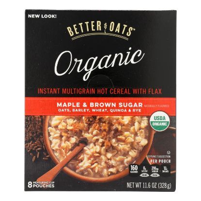 Better Oats Organic Instant Multigrain Hot Cereal - Maple Brown Sugar - Case of 6 - 11.6 oz.