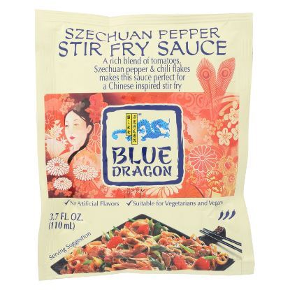 Blue Dragon Stir-Fry Sauce - Spicy Szechuan - Case of 12 - 3.7 Fl oz.