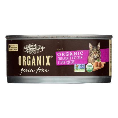 Castor and Pollux Organic Grain Free Cat Food - Chicken and Liver Pate - Case of 24 - 5.5 oz.