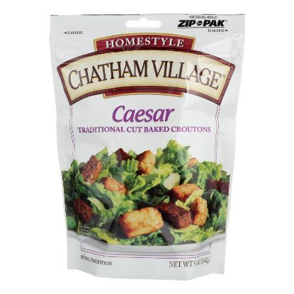Chatham Village Traditional Cut Croutons - Caesar - Case of 12 - 5 oz.