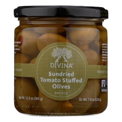 Divina - Olives Stuffed with Sundried Tomatoes - Case of 6 - 7.8 oz.