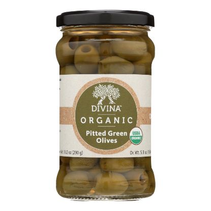 Divina - Organic Pitted Green Olives - Case of 6 - 6 oz.