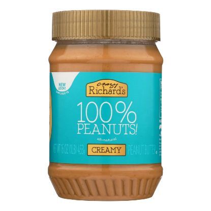 Crazy Richards Natural Creamy Peanut Butter - Case of 12 - 16 oz.
