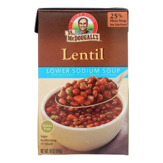 Dr. McDougall's Lentil Lower Sodium Soup - Case of 6 - 18 oz.