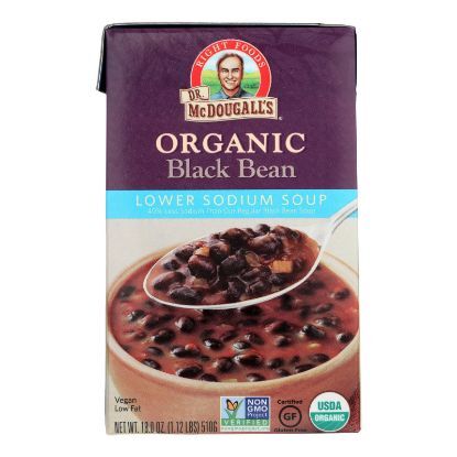 Dr. McDougall's Organic Black Bean Lower Sodium Soup - Case of 6 - 18 oz.
