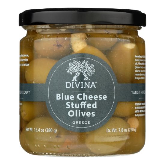 Divina - Olives Stuffed with Blue Cheese - Case of 6 - 7.8 oz.