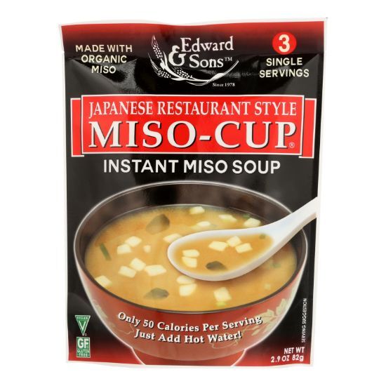 Edward and Sons Miso Cup Soup - Japanese Restaurant Style - Case of 6 - 2.9 oz.