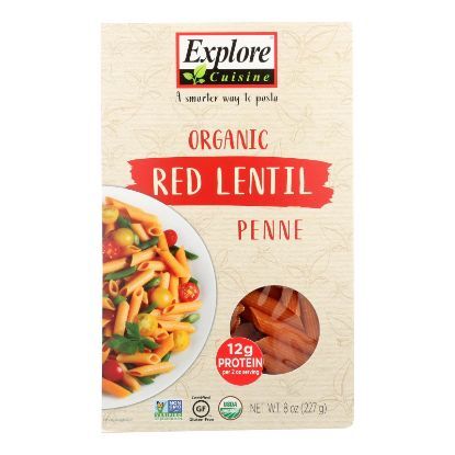 Explore Cuisine Organic Red Lentil Penne - Penne - Case of 6 - 8 oz.