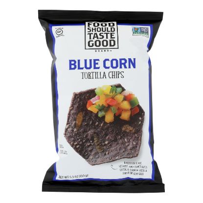 Food Should Taste Good Blue Corn Tortilla Chips - Blue Corn - Case of 12 - 5.5 oz.