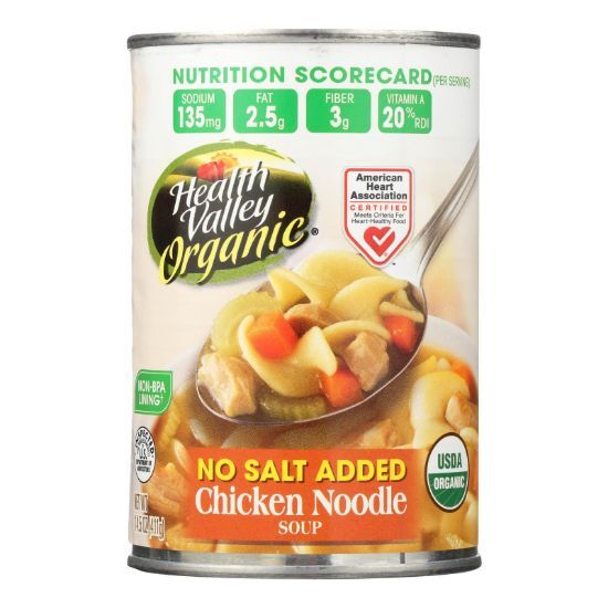 Health Valley Organic Soup - Chicken Noodle No Salt Added - Case of 12 - 14.5 oz.