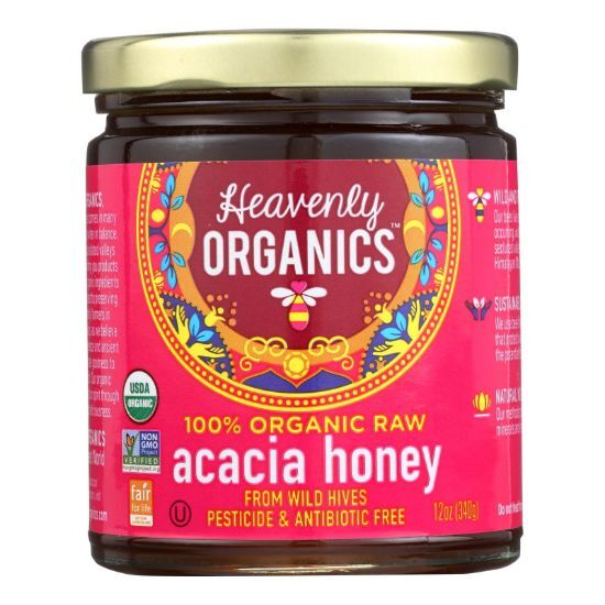 Heavenly Organics Organic Honey - Acacia Honey - Case of 6 - 12 oz.