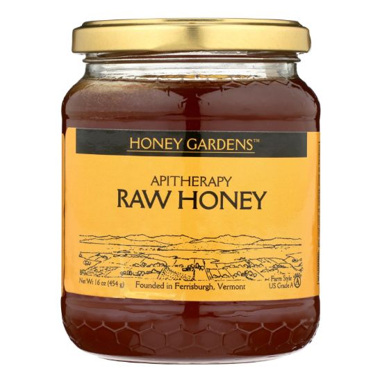 Honey Gardens Apiaries Apitherapy Honey - Raw - Case of 4 - 1 lb.