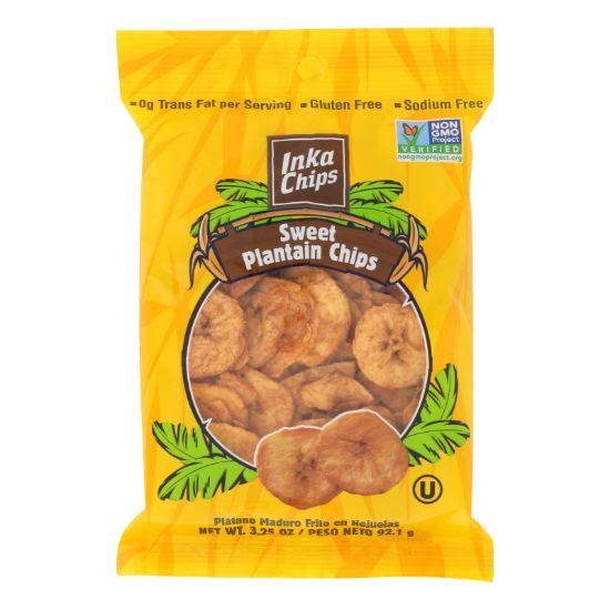 Inka Crops - Plantain Chips - Sweet - Case of 12 - 3.25 oz.