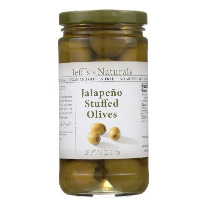 Jeff's Natural Jeff's Natural Jalapeno Stuffed Olives - Jalapeno Stuffed Olives - Case of 6 - 7.5 oz.