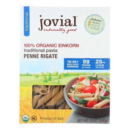 Jovial - Einkorn Penne Rigate - Whole Grain - Case of 12 - 12 oz.