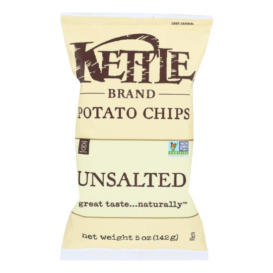 Kettle Brand Potato Chips - Unsalted - Case of 15 - 5 oz.