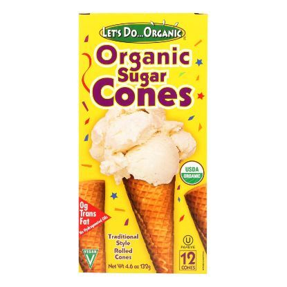 Let's Do Organics Ice Cream Cones - Sugar - Case of 12 - 4.6 oz.