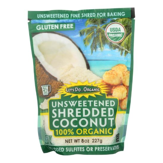 Let's Do Organics Organic Shredded - Coconut - Case of 12 - 8 oz.